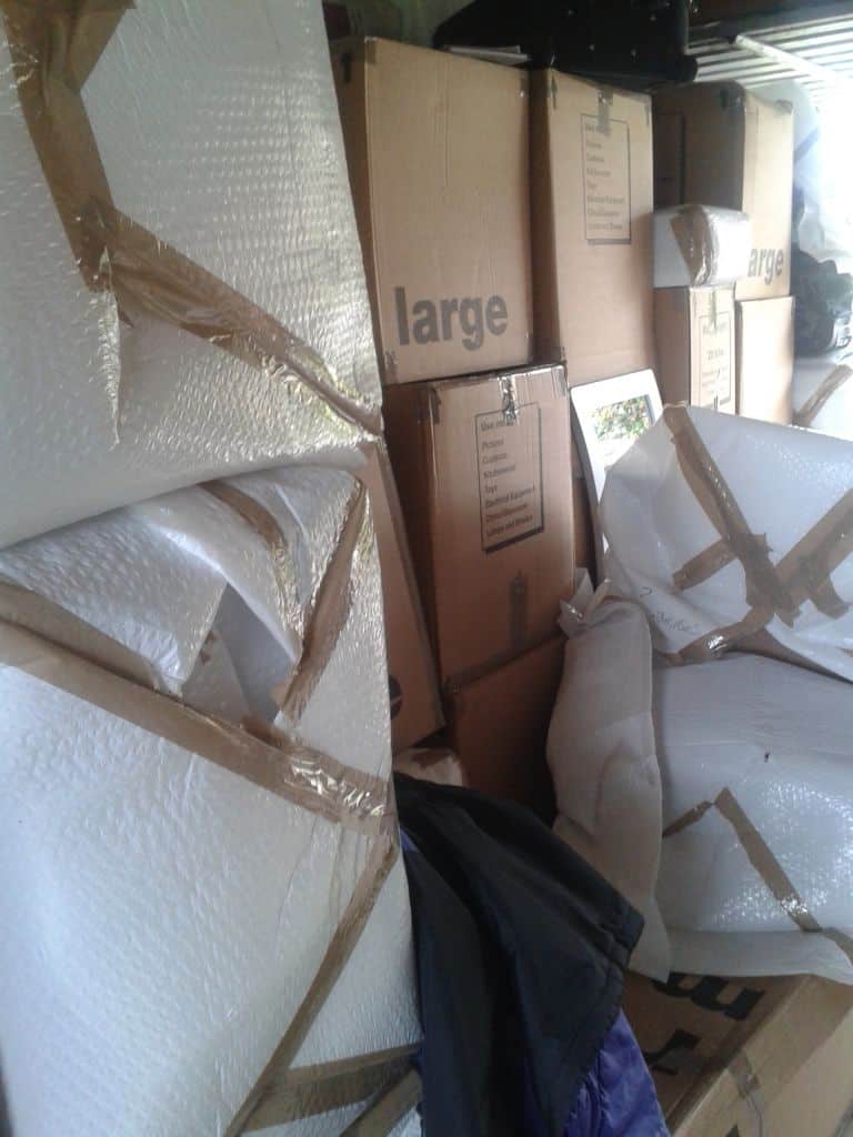 Our shipment arrived safely at the other end with only two broken lamps and a poorly packaged picture frame!