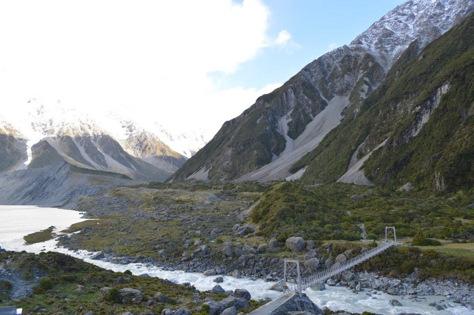 The first swing bridge on the Hooker Valley Track