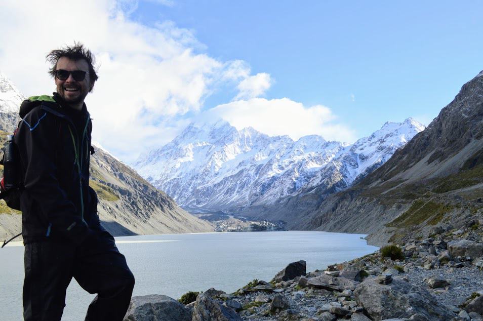 Smiling at the end of the Hooker Valley Track, having definitely not climbed Everest